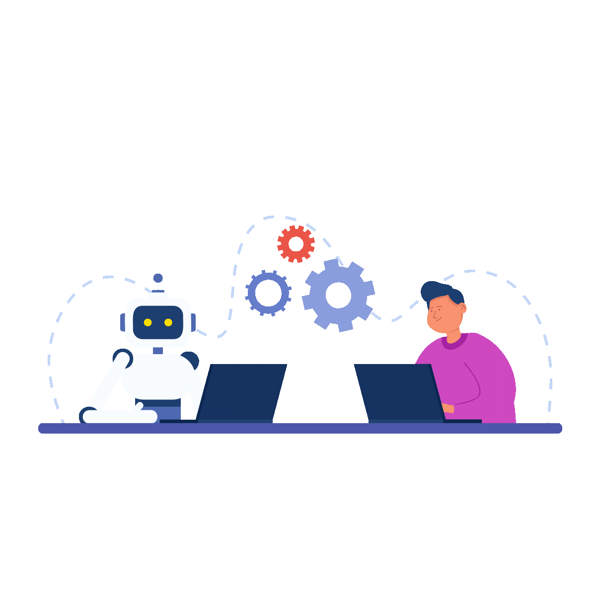 Visualization of an AI agent workflow automating business tasks with dashboard interface